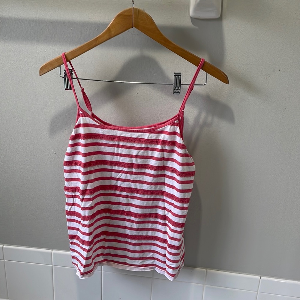 Elle Adjustable Strap Striped Tank Top Sz L